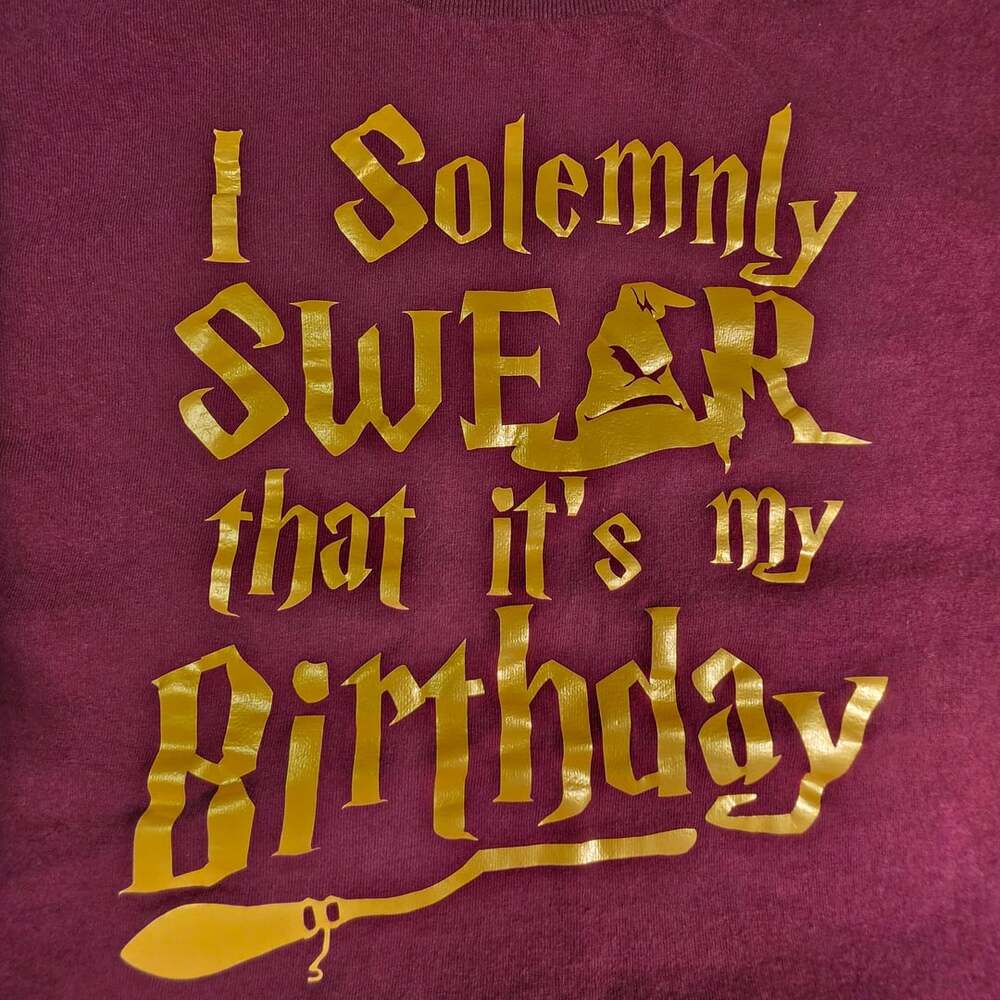Gildan I Solemnly Swear Birthday T-Shirt Size M Red